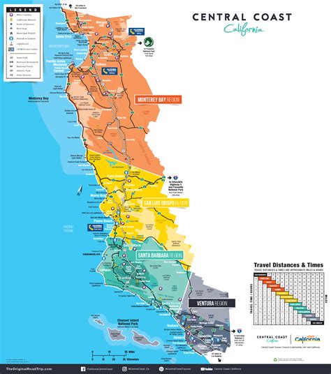 Central Coast of California map